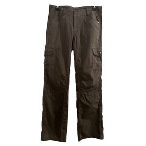 Kuhl Women Brown Cargo Hiking Pants Sz 8 Reg Articulated Knee Splash Roll Up Leg